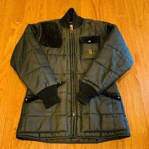 VTG Bob Allen Black Puffer Quilted w/Black Suede Shooting Jacket Mens Medium